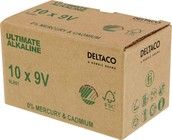 DELTACO Ultimate Alkaline batteri, 9V, 6LR61, 10-pack bulk