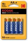 Kodak MAX alkalisk AA-batteri (4-pakning)